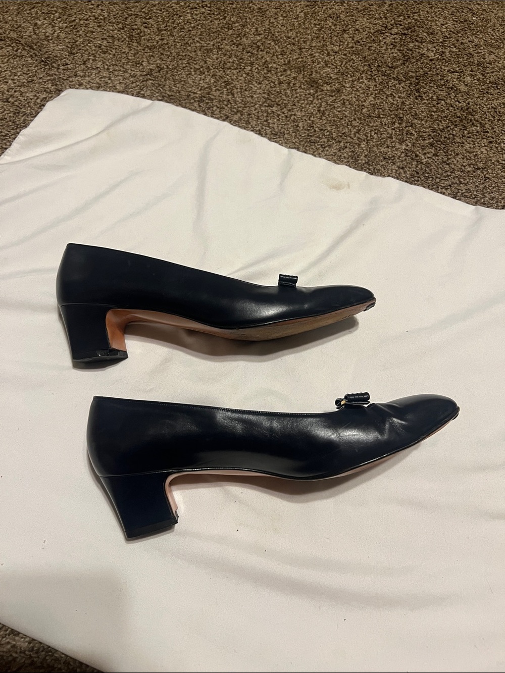 Salvatore Ferragamo black leather heels.
Size 8 1/2 AA. - Picture 5 of 8